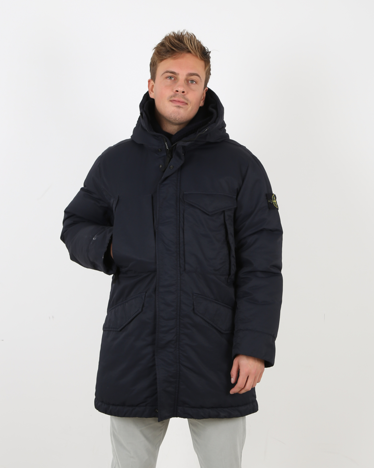 Opaque Nylon Twill Down Navy Blue