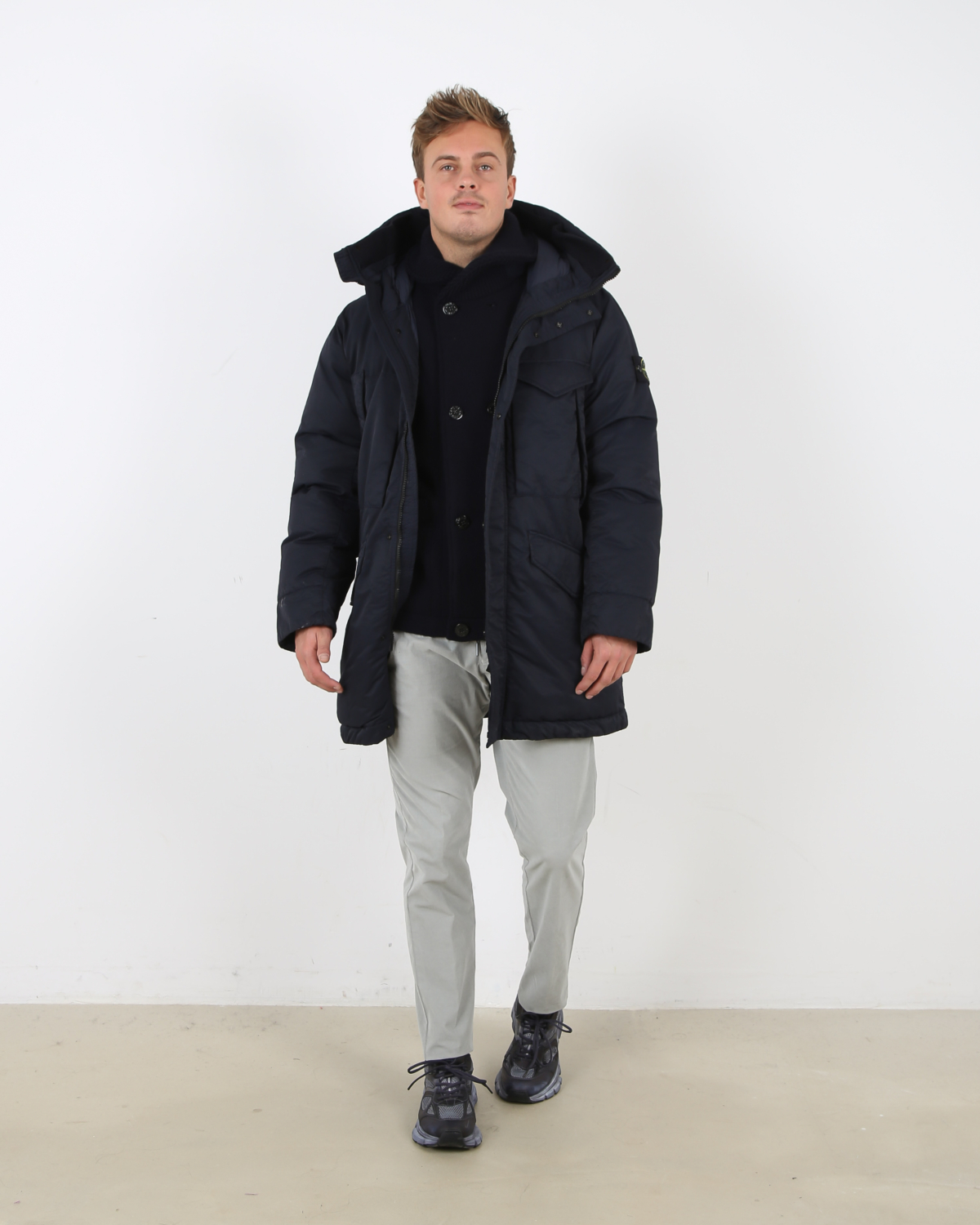 Opaque Nylon Twill Down Navy Blue