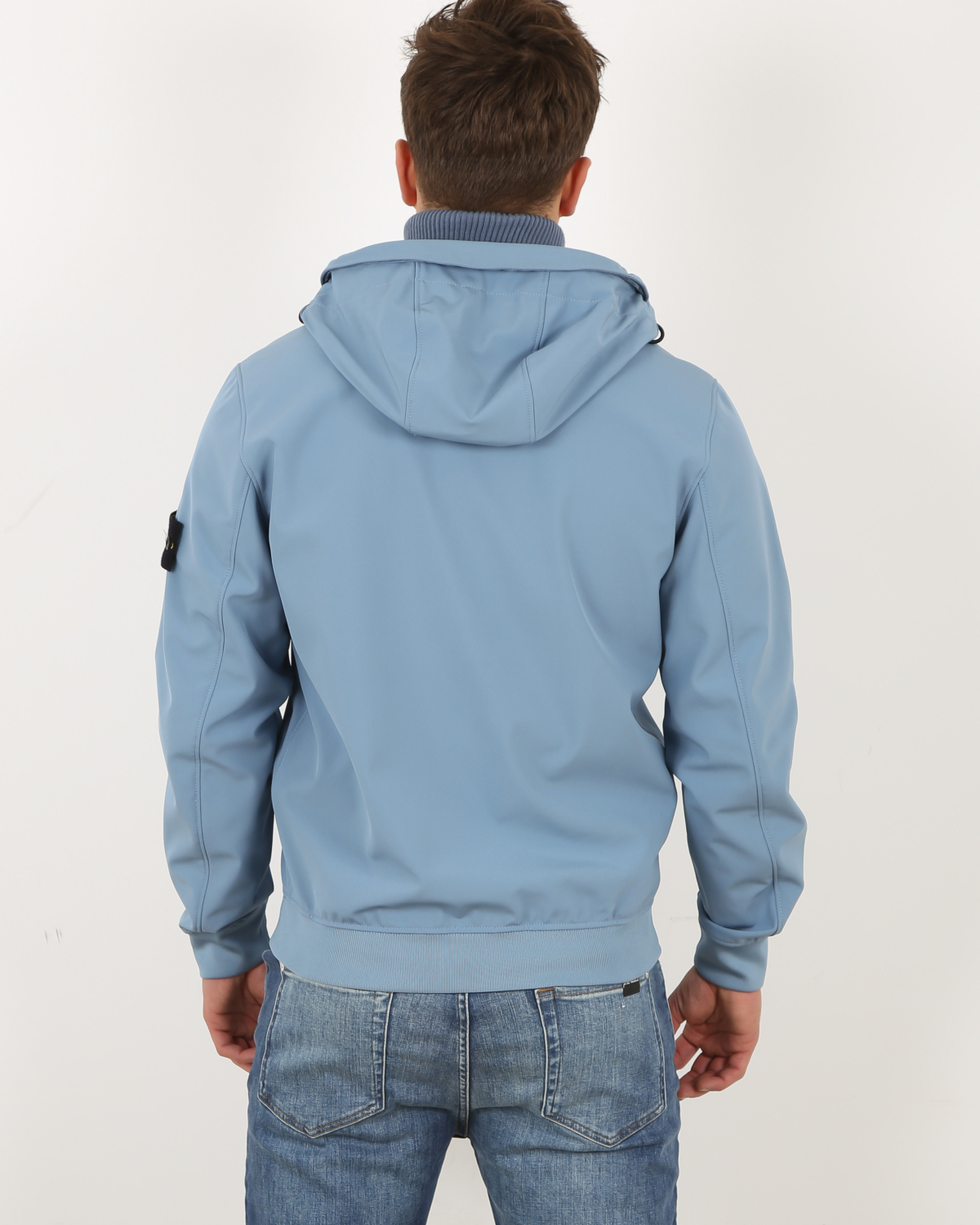 Stone  ライトブルー フルジップフーディ Softshell Jacket Mid Blue