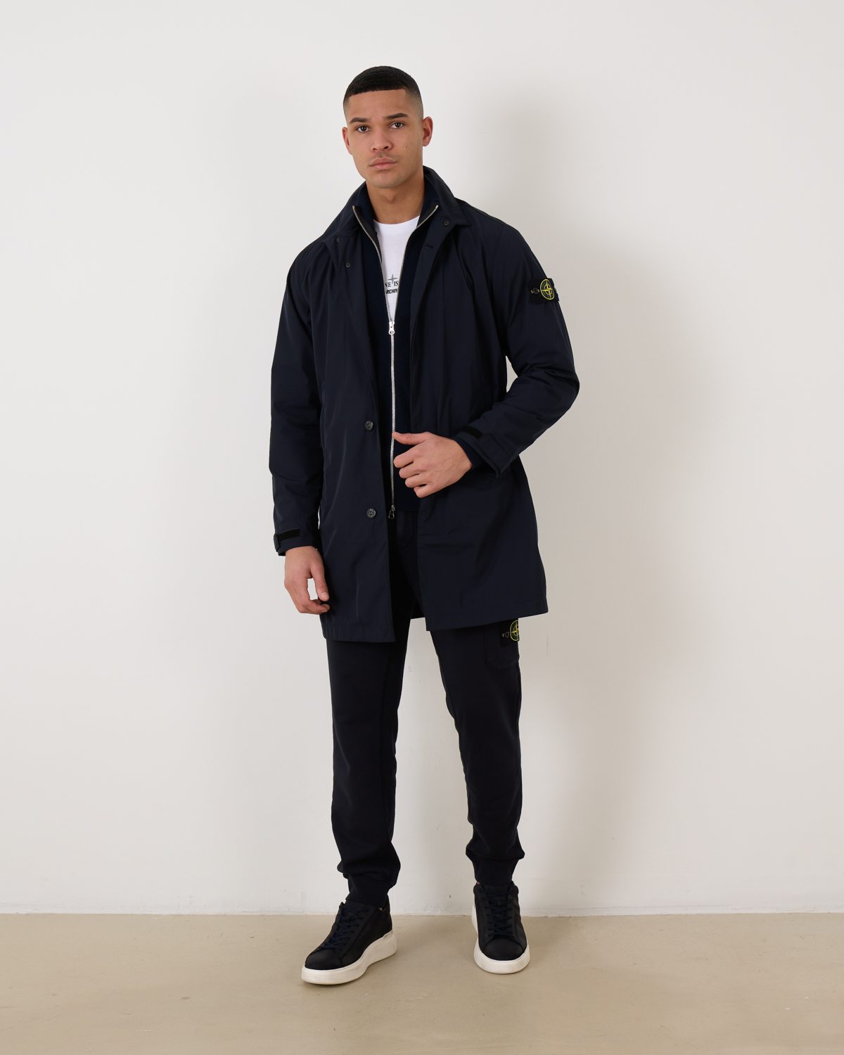 Micro Twill Trench Coat Navy Blue