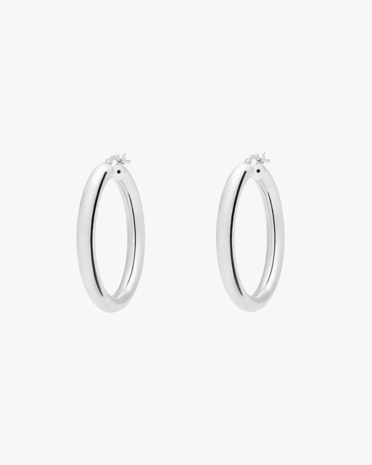Anna + Nina Round Plain Hoop Earrings Silver