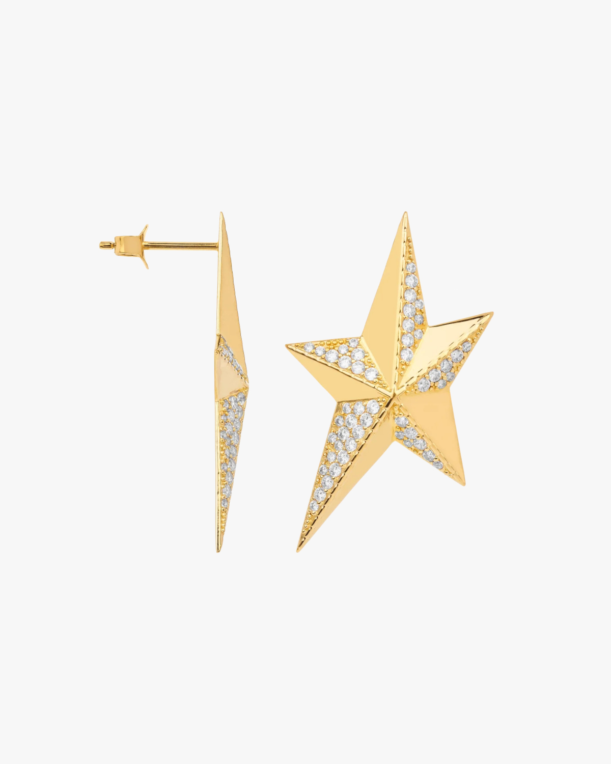 Anna + Nina Single Interstellar Stud Gold Plated