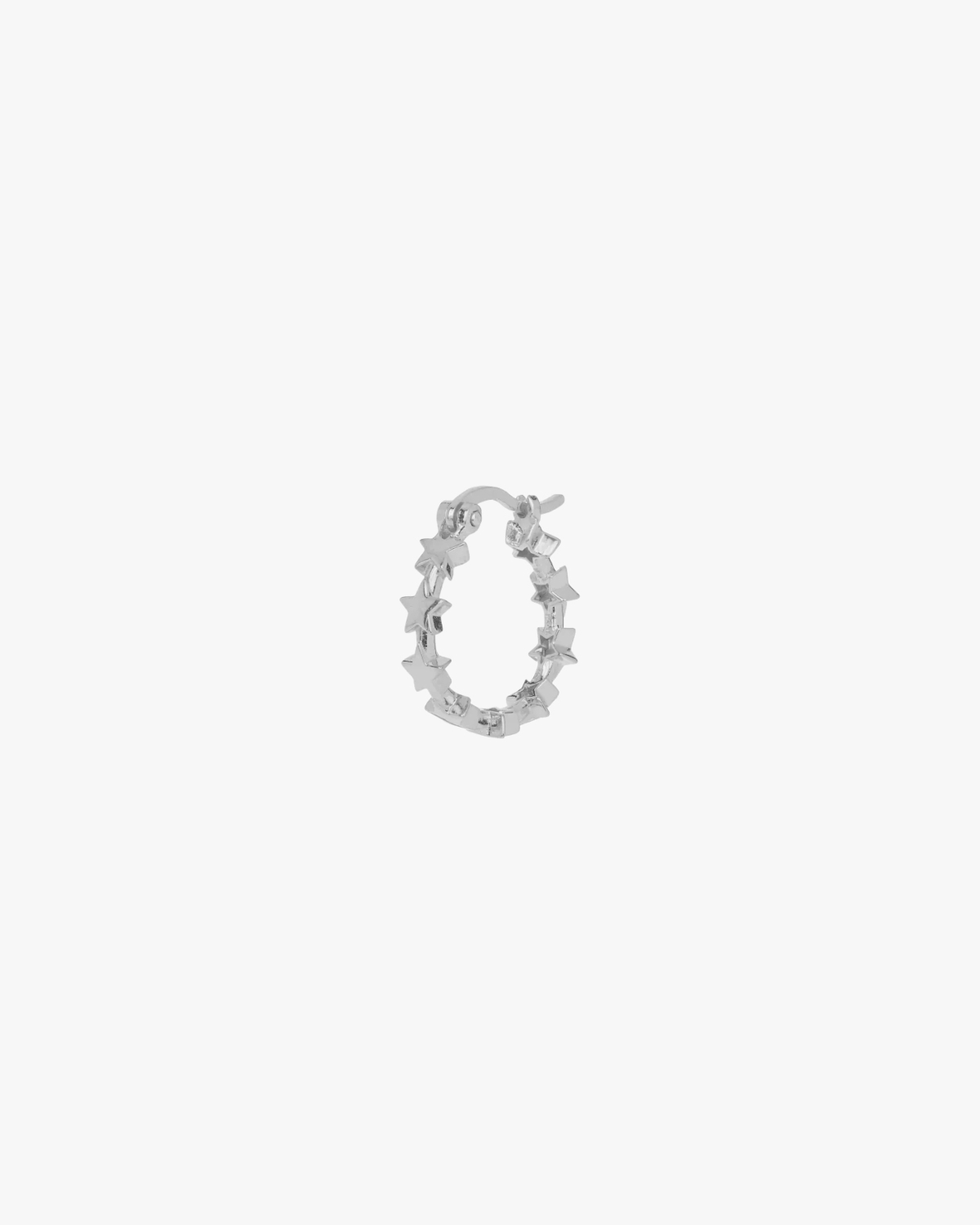 Anna + Nina Single Stars Align Hoop Earring Silver