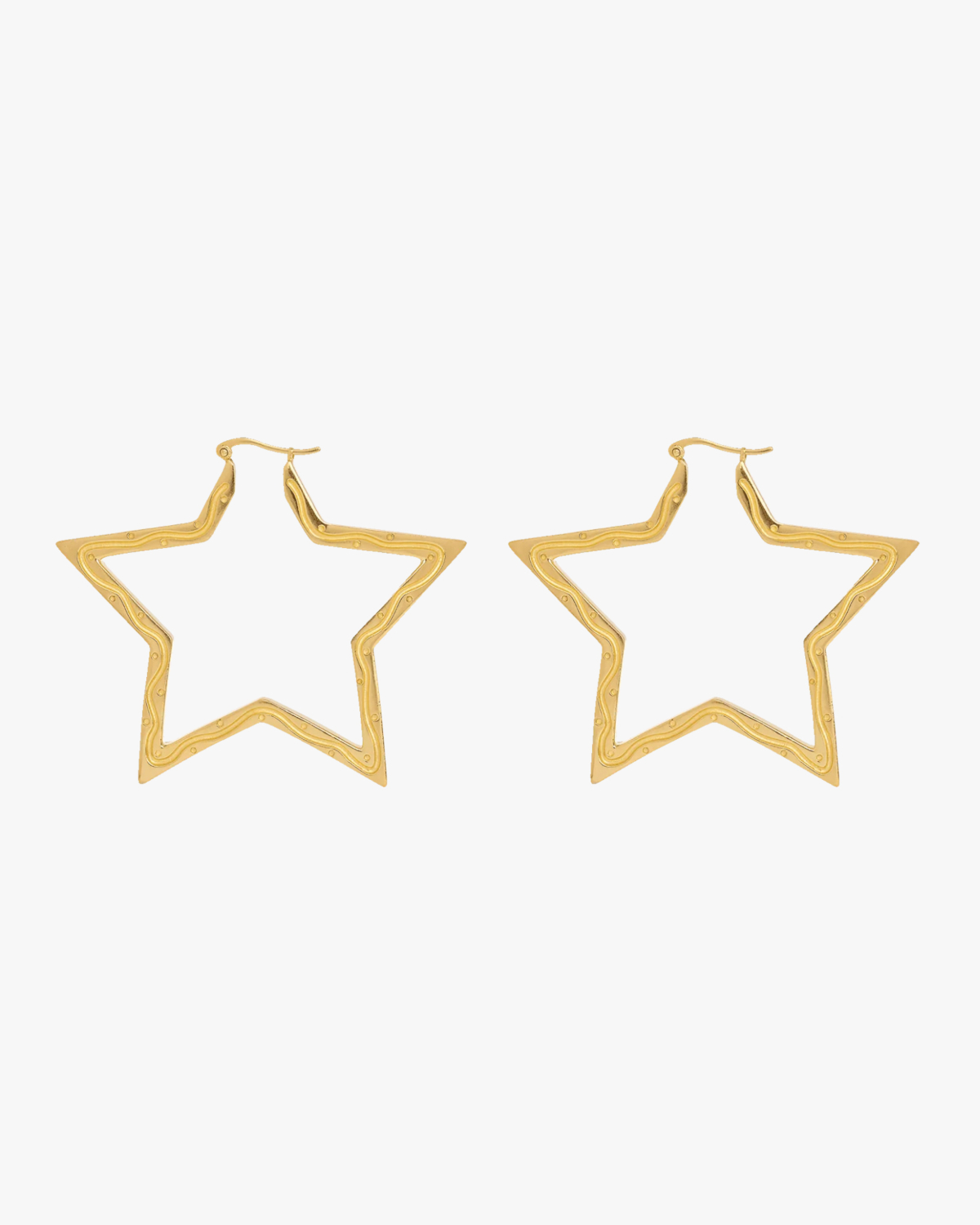 Anna + Nina Large Funky Star Hoop Earrings Gold Plated