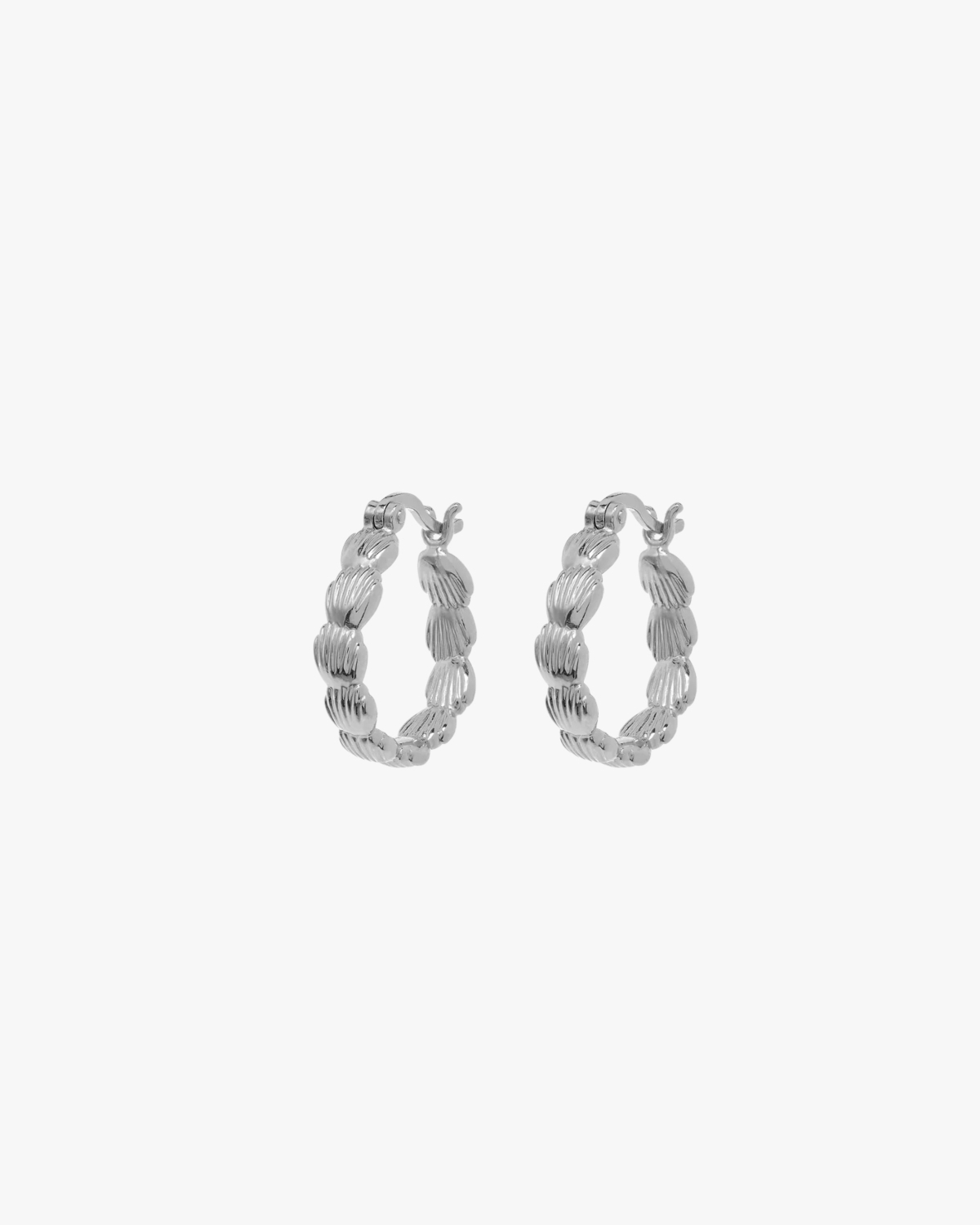 Anna + Nina Small Madeleine Hoop Earrings Silver