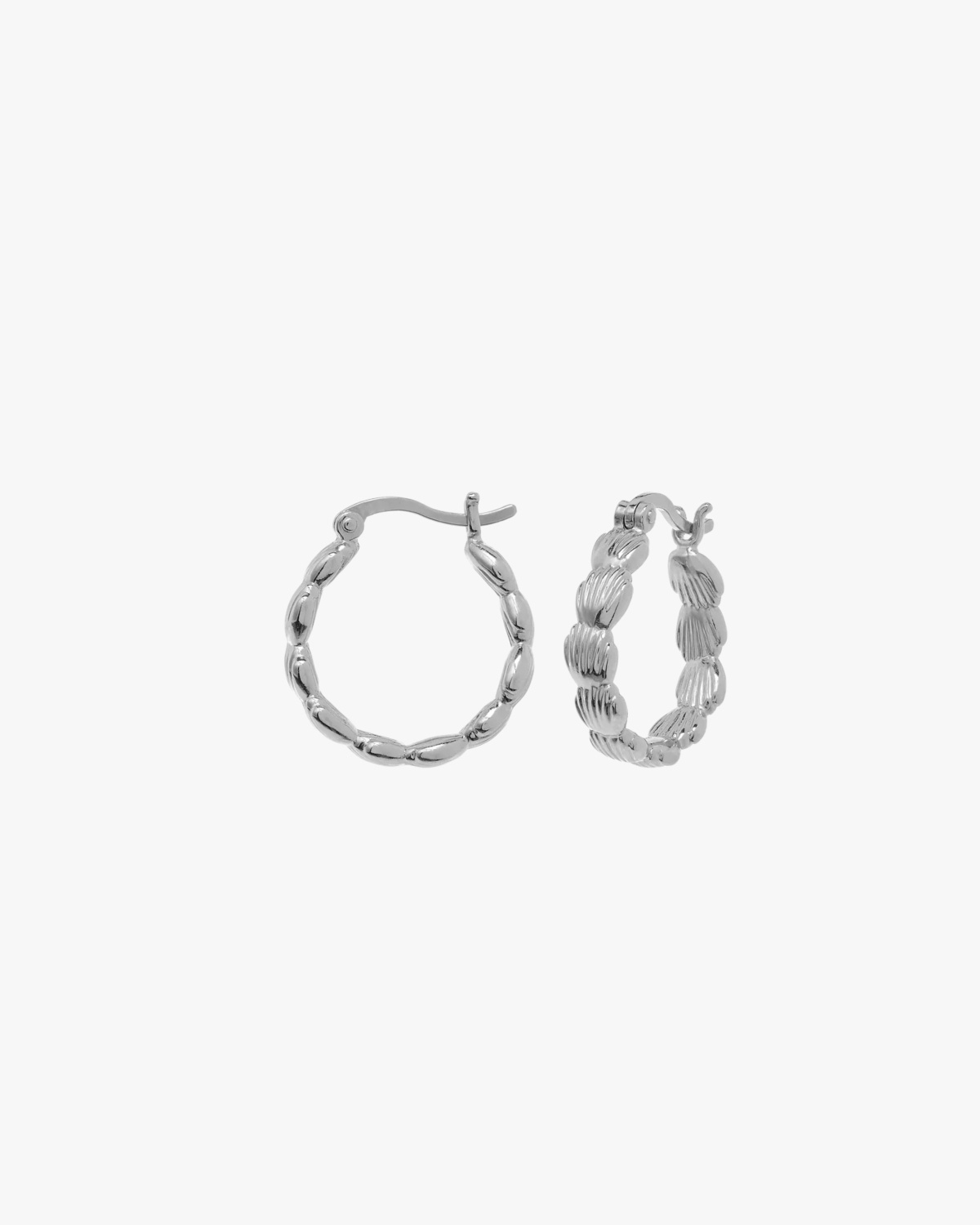 Anna + Nina Small Madeleine Hoop Earrings Silver