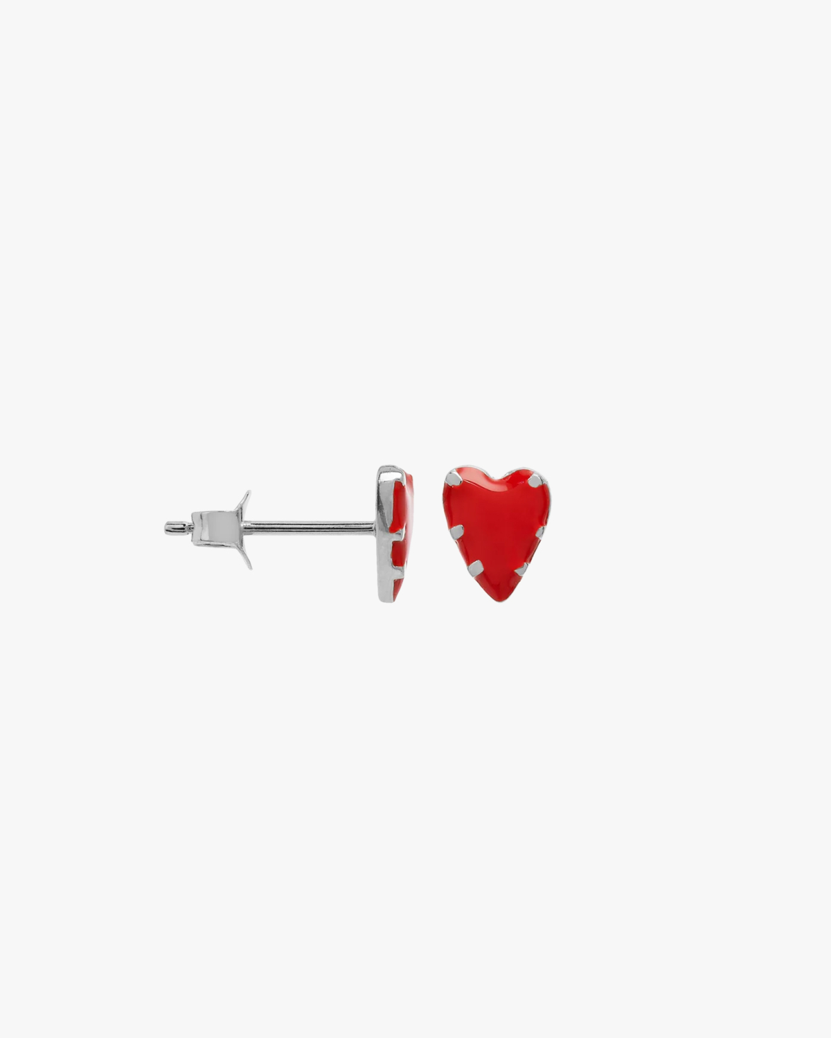 Anna + Nina Single Lolita Heart Stud Silver