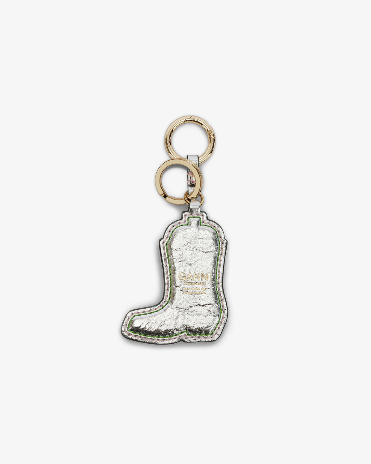 Ganni Western Boot Sleutelhanger In Metallic Multicolor