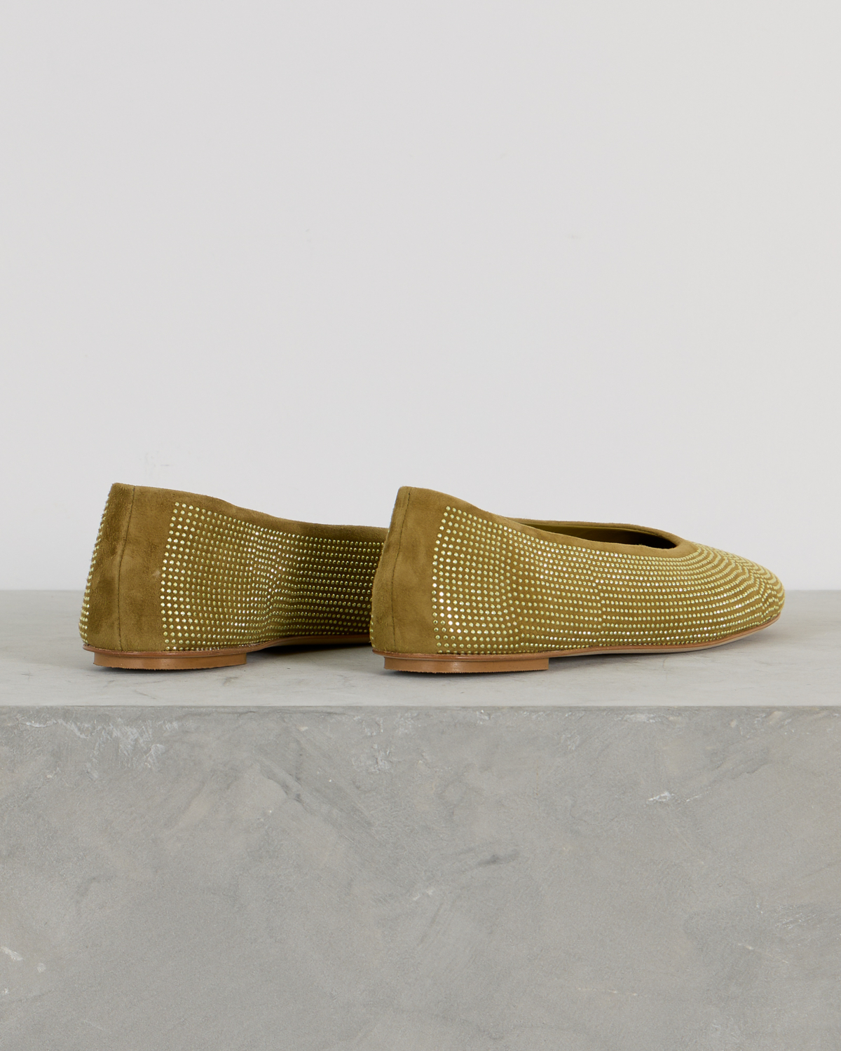 Odare Lilly Suède Ballerina met strass details Green
