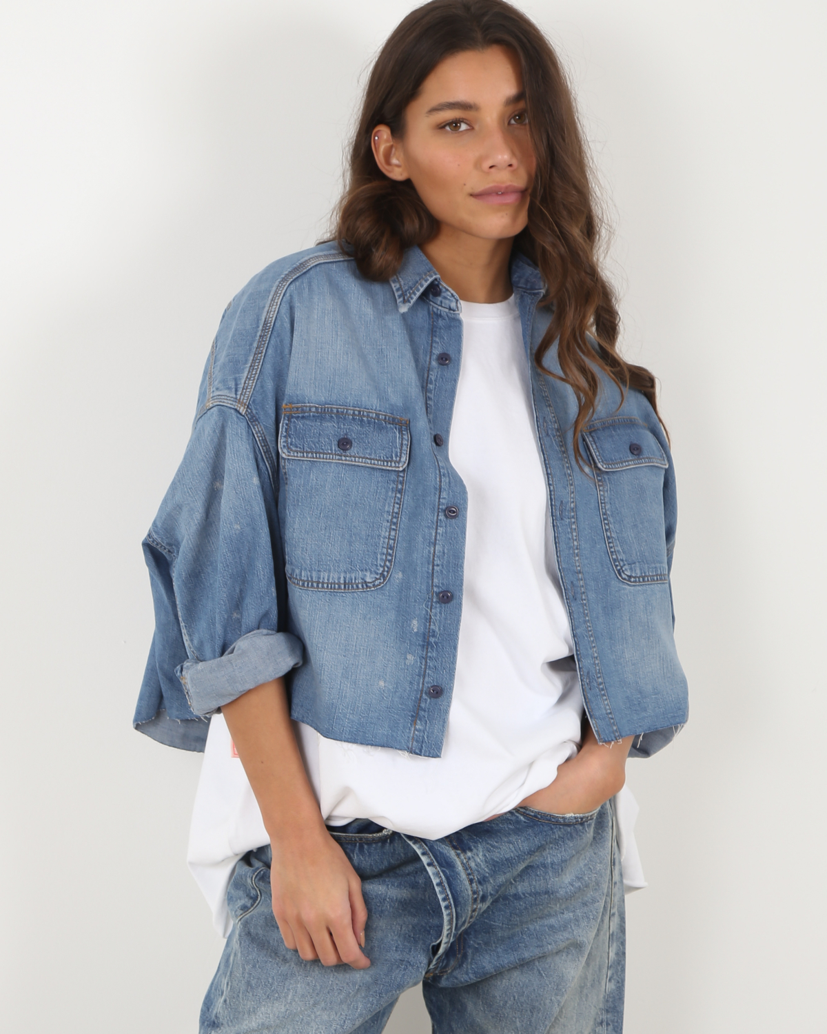 Cropped Denim Shirt Brindley Blue Jeans