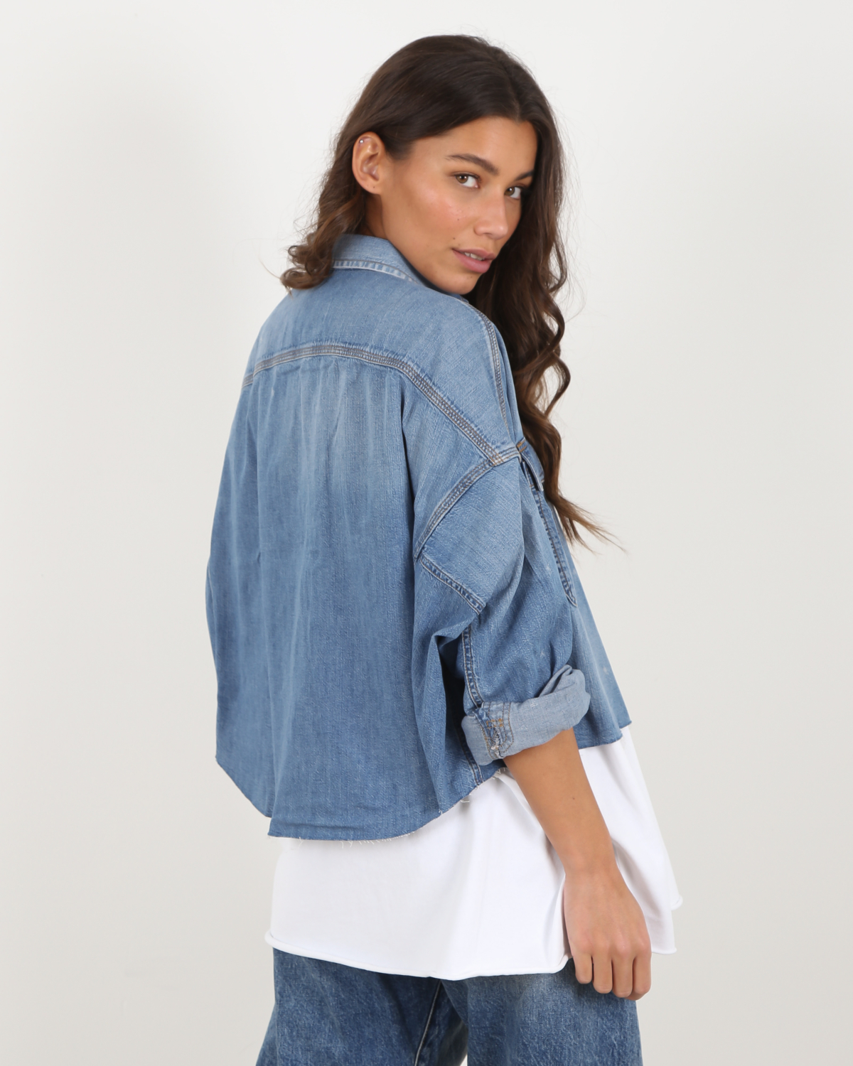 Cropped Denim Shirt Brindley Blue Jeans
