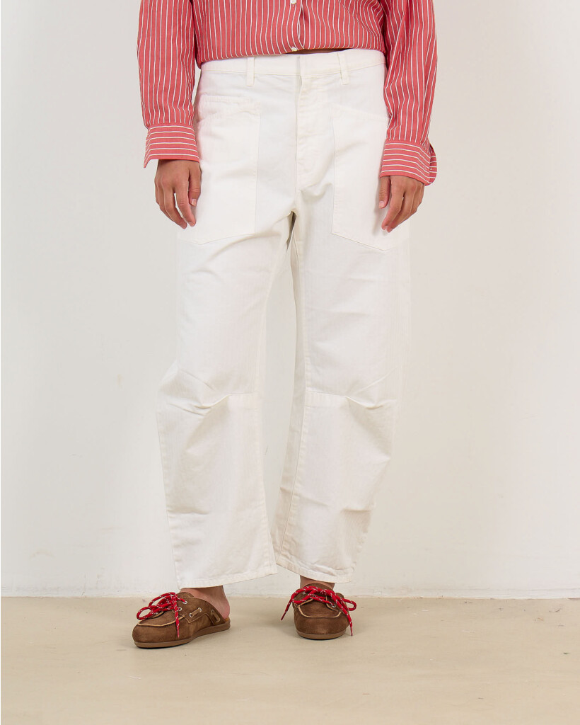 Cargo Jeans with Slit Pockets Vintage Cream