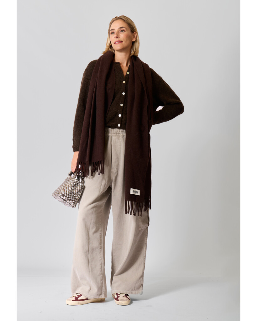 Gauze Wool Scarf Chocolate Brown