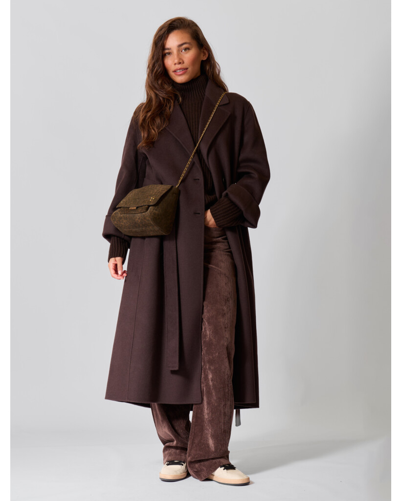 Upavon Double-Faced Wool Coat Chocolate Brown