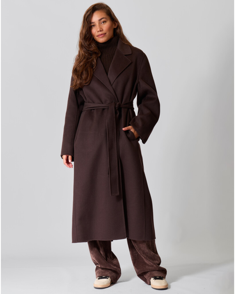 Upavon Double-Faced Wool Coat Chocolate Brown