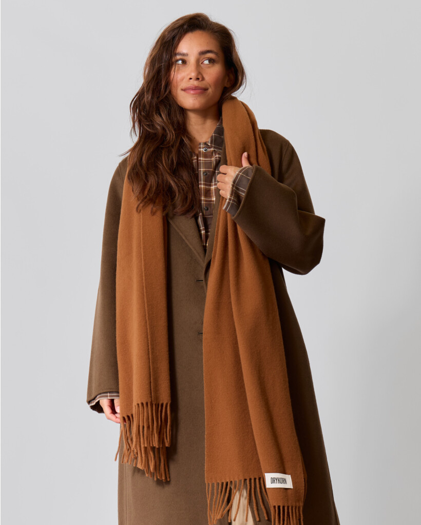 Gaze Wool Twill Scarf Cognac