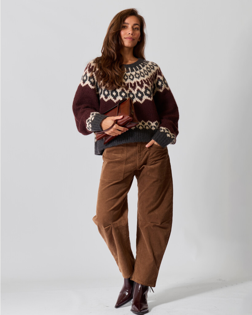 Isaline Fair Isle Sweater Burgundy