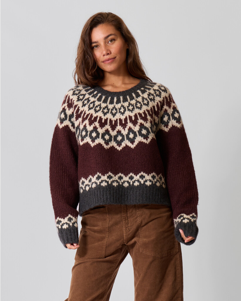 Isaline Fair Isle Sweater Burgundy