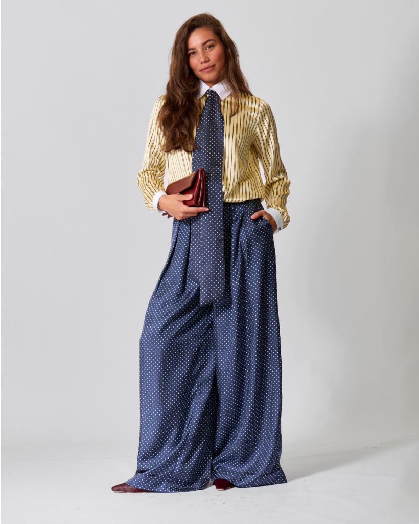Nokia Striped Blouse with Polka Dot Bow Eggshell