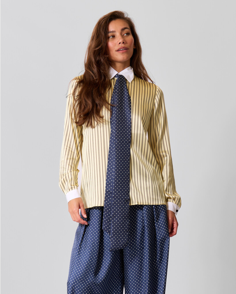 Nokia Striped Blouse with Polka Dot Bow Eggshell