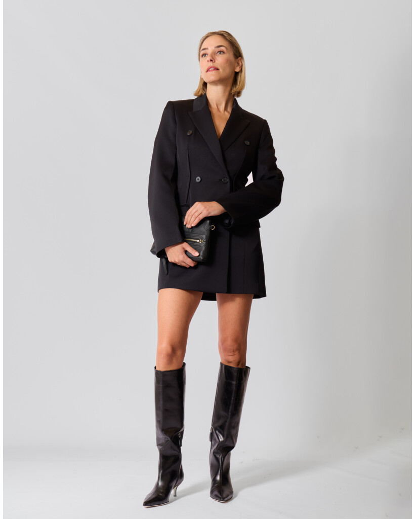 Elaina Satin Blazer Dress Black