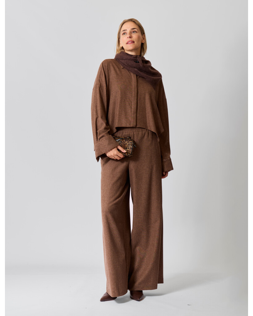Oshia Wool-Blend Blouse Chocolate Brown