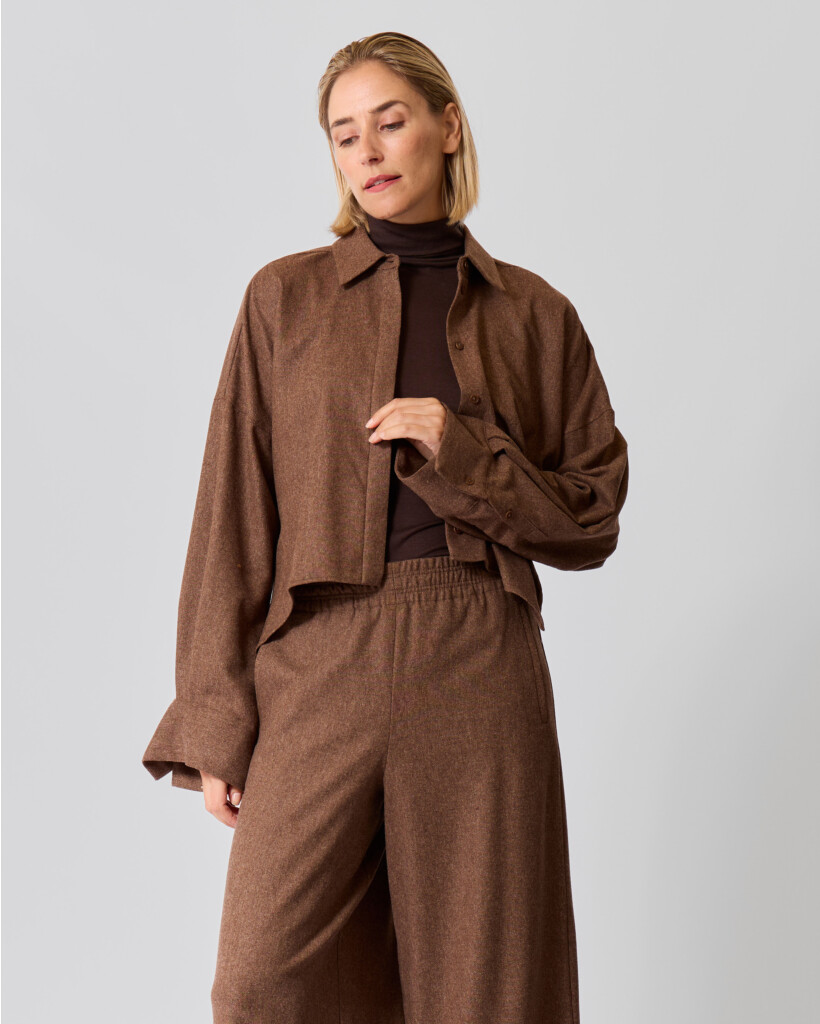 Oshia Wool-Blend Blouse Chocolate Brown