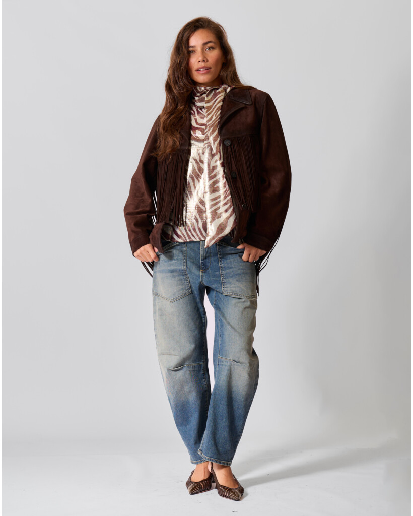 Winona Shimmering Zebra Blouse - Plum