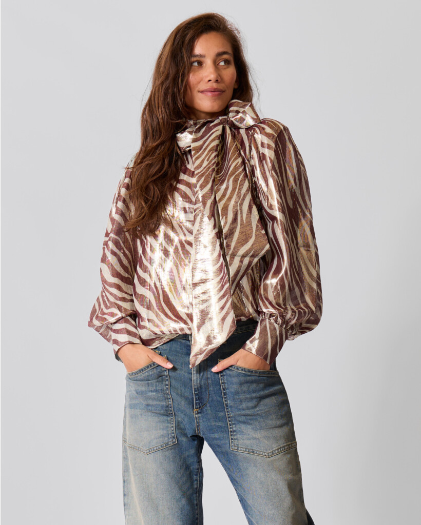 Winona Shimmering Zebra Blouse - Plum