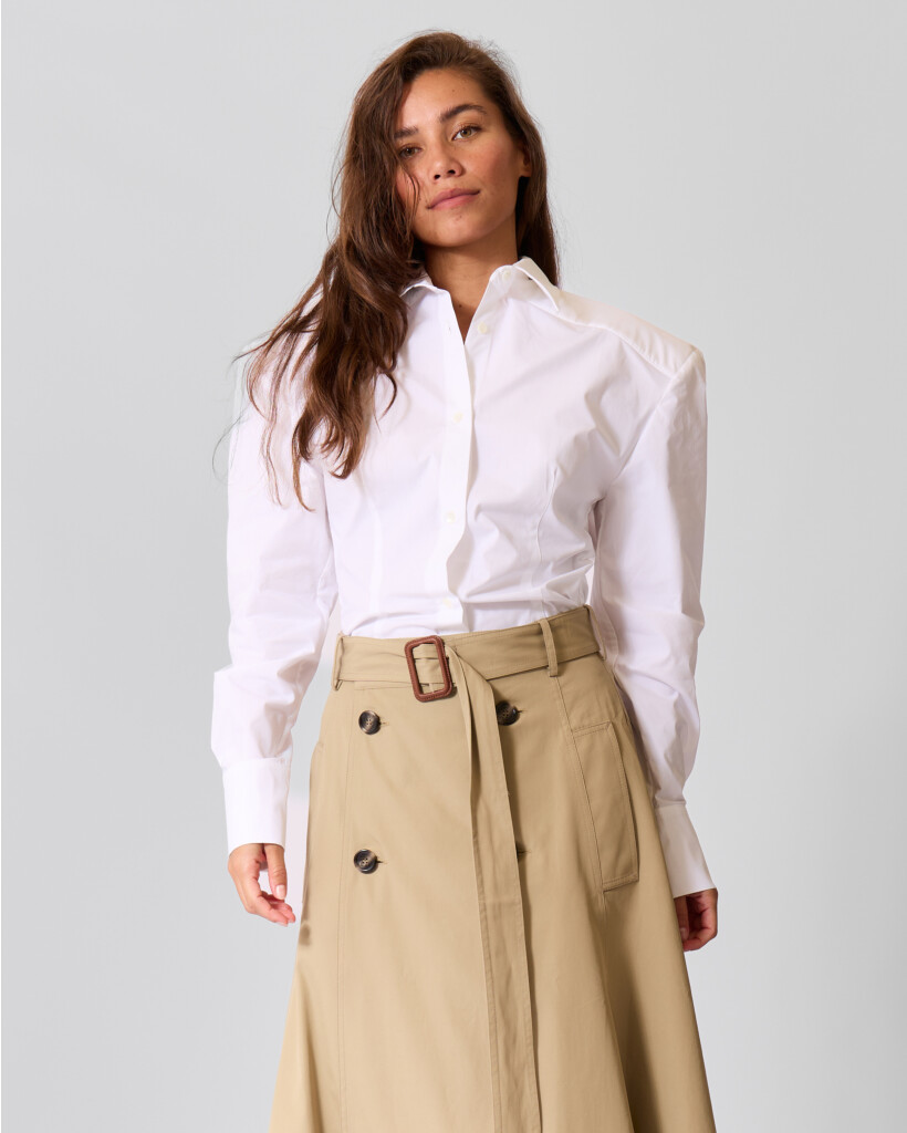 Jemma Fitted Poplin Blouse White