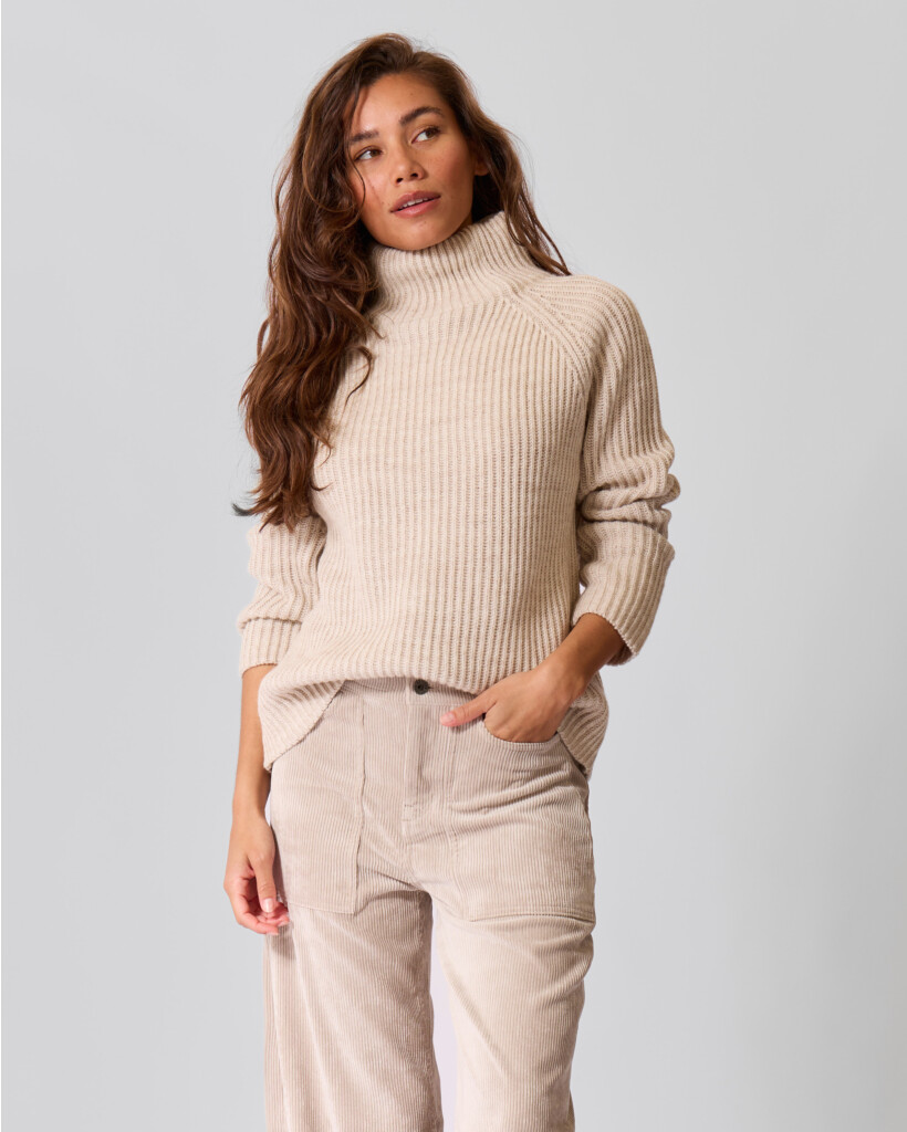 Arwen Ribbed Turtleneck Sweater Beige