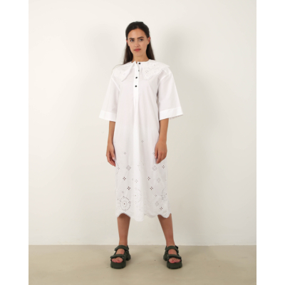 Ganni Oversized Broderie Angelaise Midi Dress