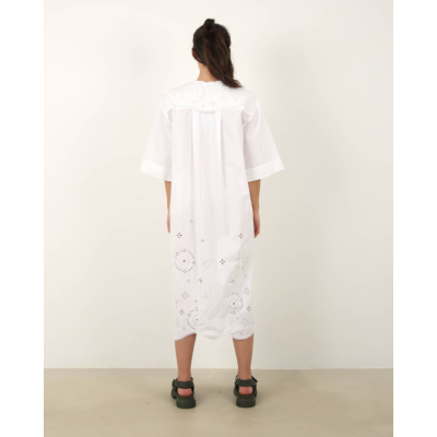 Ganni Oversized Broderie Angelaise Midi Dress
