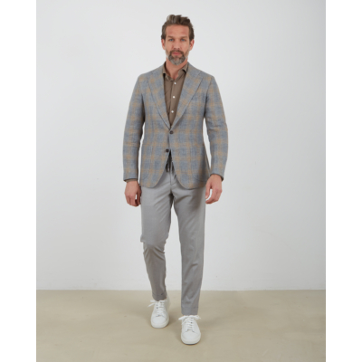 Orazio Luciano Blazer Single Breasted Gray Camel Check