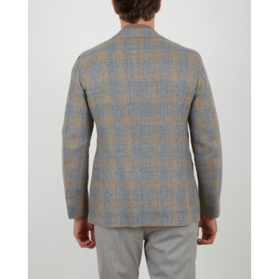 Orazio Luciano Blazer Single Breasted Gray Camel Check