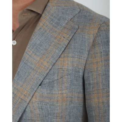Orazio Luciano Blazer Single Breasted Gray Camel Check