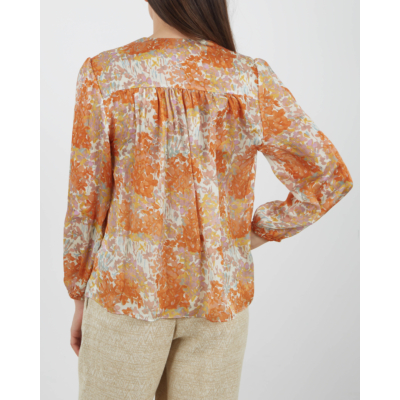 Vince Silk Blouse Floral Print Dusk