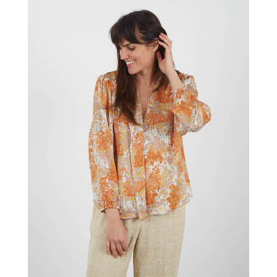 Vince Silk Blouse Floral Print Dusk