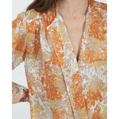 Vince Silk Blouse Floral Print Dusk