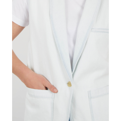 Forte Forte Raw Denim Waistcoat Bleach