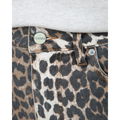 Ganni Jeans Print Denim Leopard