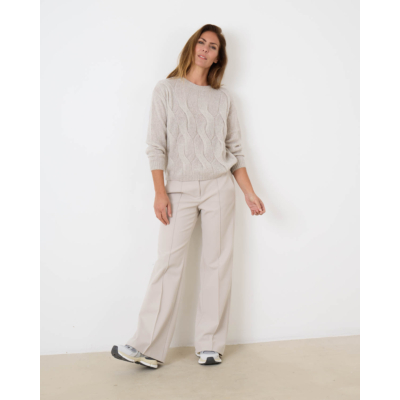 Luisa Cerano Cable-Stitch Pullover Stone