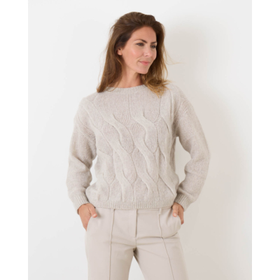 Luisa Cerano Cable-Stitch Pullover Stone