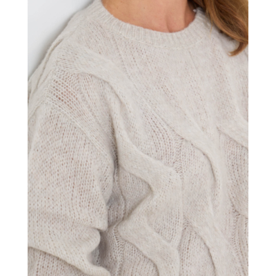 Luisa Cerano Cable-Stitch Pullover Stone
