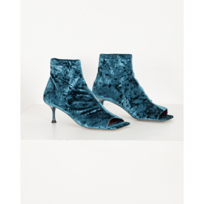 Morobé Luz Enkellaarsje Petrol Velours