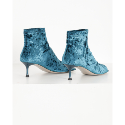 Morobé Luz Enkellaarsje Petrol Velours