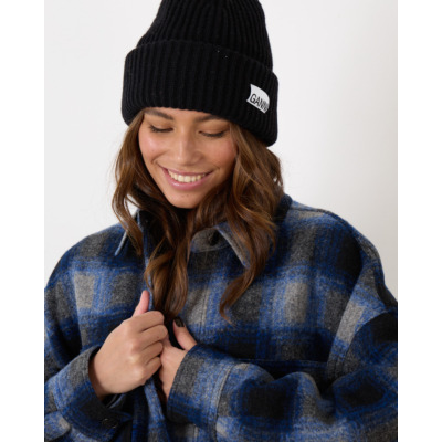 Ganni Rib Beanie Black