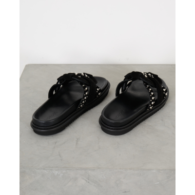 Morobé Emilia Flat Sandals Soft Black Studs