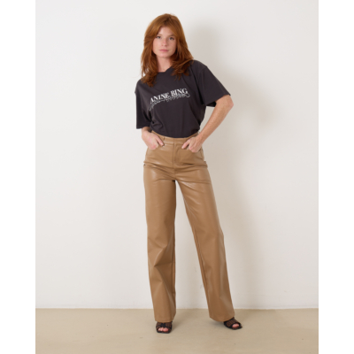 Rotate Textured Faux Leather Pants Tiger Eye