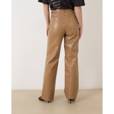 Rotate Textured Faux Leather Pants Tiger Eye